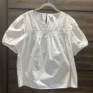 J. Crew White Puff Sleeve Blouse